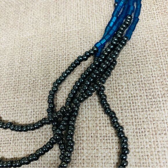 Blue Gray Muti Strand Beaded Necklace - Picture 1 of 3